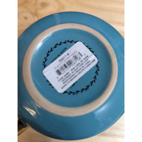 Thyme and Table stoneware blues gold tones floral 16 oz 4 inch mug org tag - Picture 9 of 9